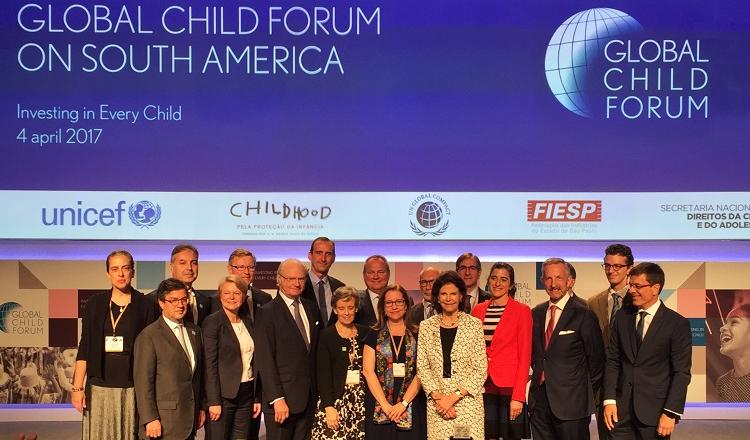 Inauguración oficial. Los Reyes de Suecia, fundadores del Global Child Forum, junto a los oradores principales del Global Child Forum en América del Sur.